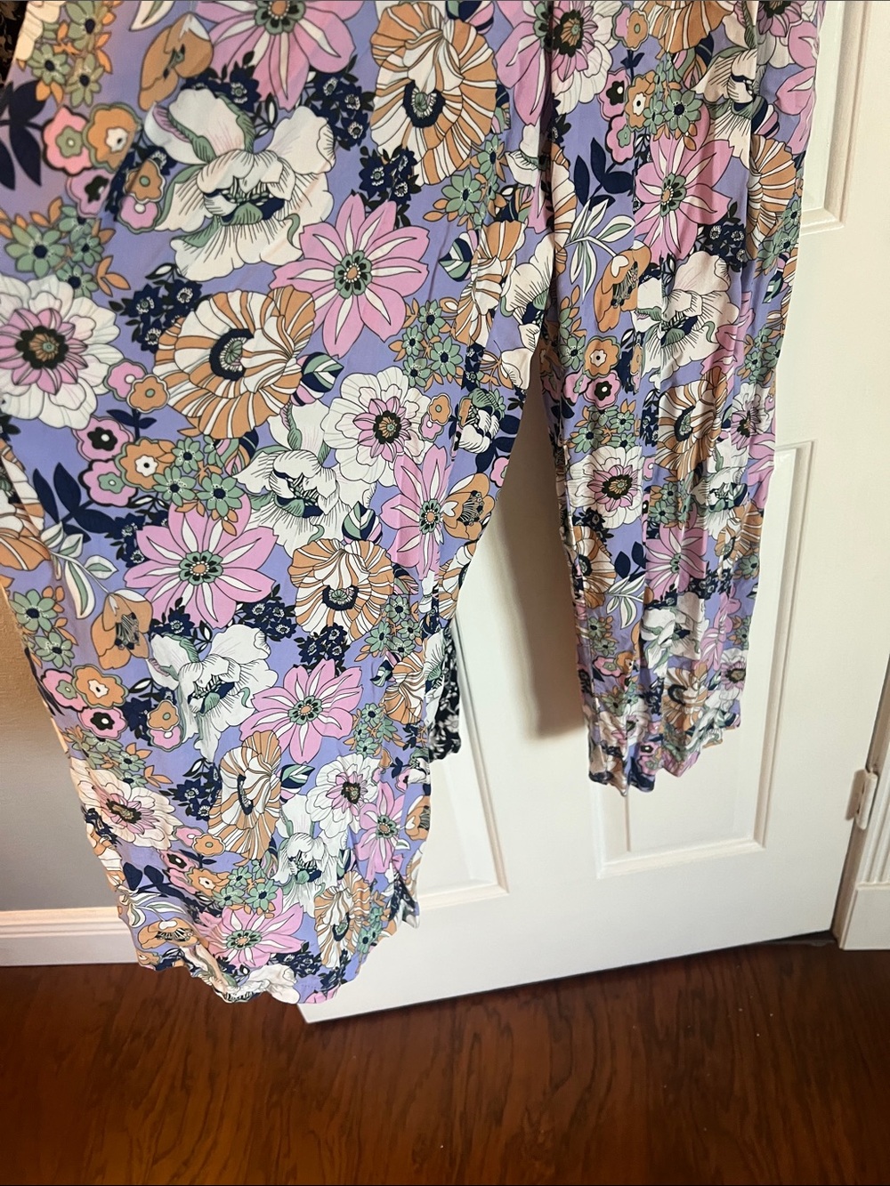 Two Smocked Floral Wide-Leg Jumpsuit - Black Floral / Multicolor Floral - Picture 5 of 7